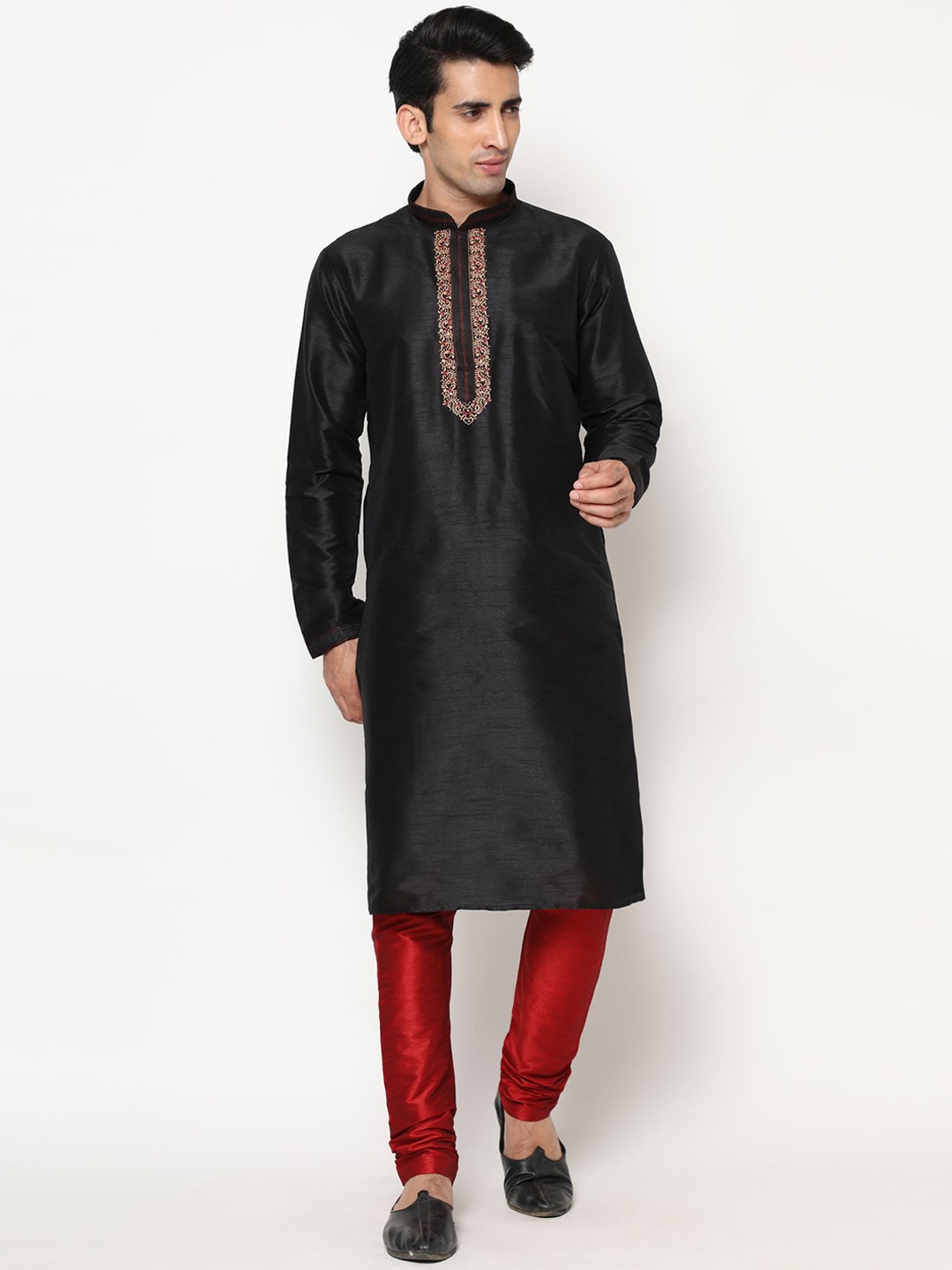 PREMROOP- THE STYLE YOU LOVE Men Ethnic Embroidered Pure Cotton Kurta with Pyjamas, Black
PREMROOP- THE STYLE YOU LOVE Men Ethnic Embroidered Pure Cotton Kurta with Pyjamas, Black