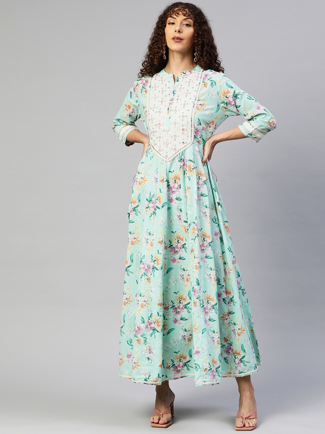 Readiprint Fashions Cotton Mandarin Collar Embroidered Ethnic Maxi Dress, Sea green
Readiprint Fashions Cotton Mandarin Collar Embroidered Ethnic Maxi Dress, Sea green