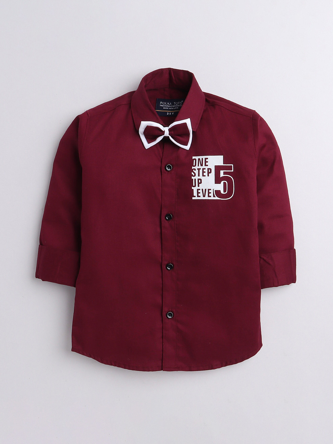 Polka Tots Boys Classic Cotton Casual Shirt With Bow Tie, Maroon
Polka Tots Boys Classic Cotton Casual Shirt With Bow Tie, Maroon