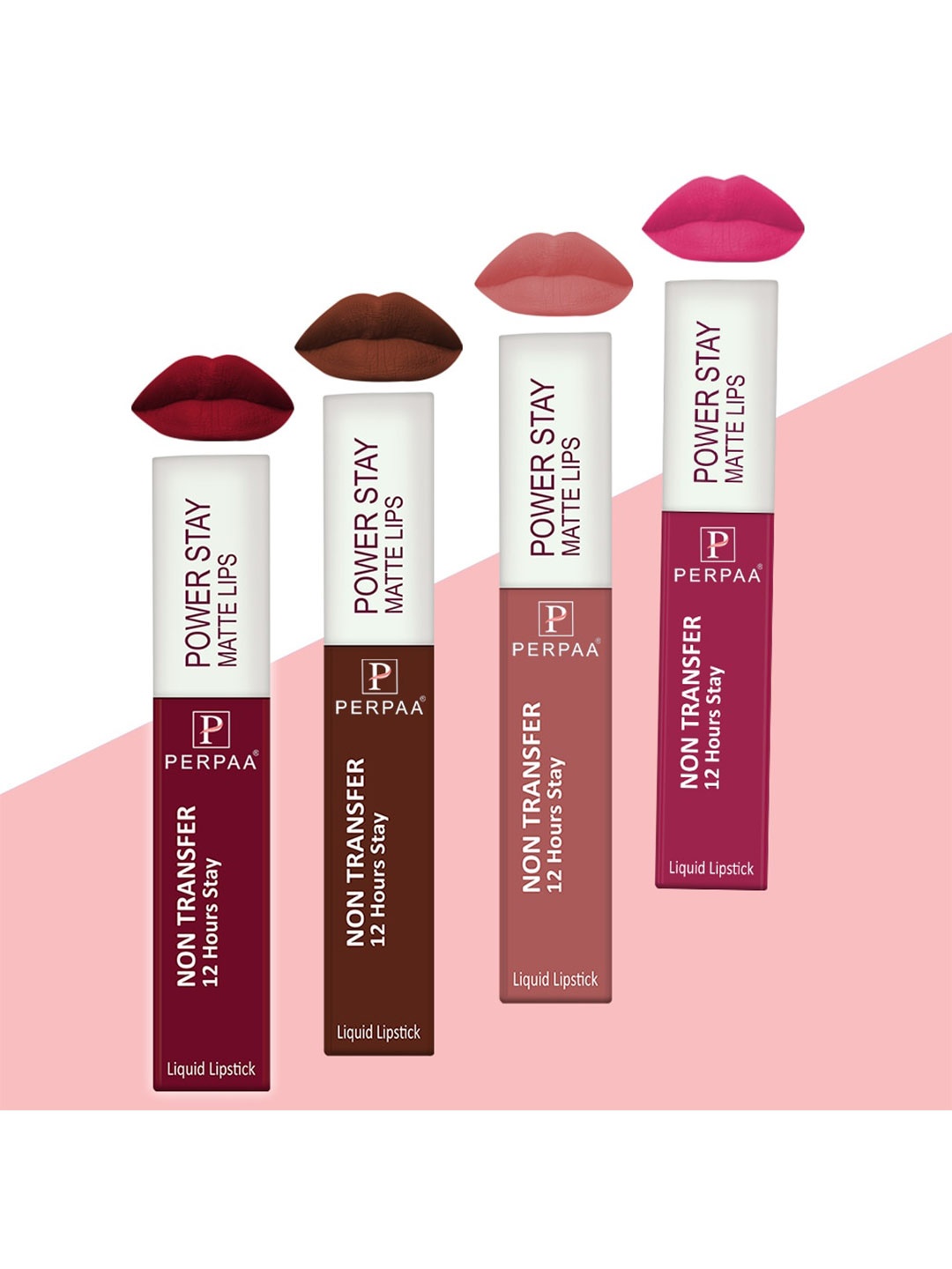 PERPAA Set of 4 Power Stay Non-Transfer & Long-Lasting Velvet Matte Liquid Lipstick 5 g-Maroon 09 - Pink 10 - Brown 16 - Nude 21
PERPAA Set of 4 Power Stay Non-Transfer & Long-Lasting Velvet Matte Liquid Lipstick 5 g-Maroon 09 - Pink 10 - Brown 16 - Nude 21