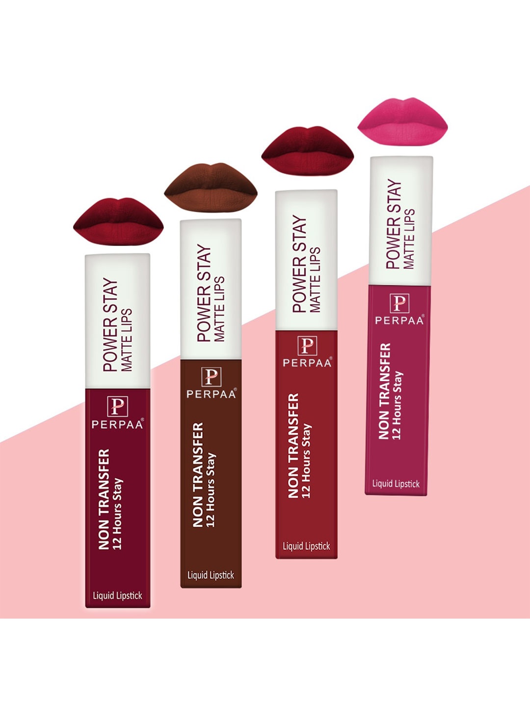 PERPAA Set of 4 Power Stay Non-Transfer & Long-Lasting Velvet Matte Liquid Lipstick 5 g-Maroon 09 - Pink 10 - Brown 16 - Red 22
PERPAA Set of 4 Power Stay Non-Transfer & Long-Lasting Velvet Matte Liquid Lipstick 5 g-Maroon 09 - Pink 10 - Brown 16 - Red 22