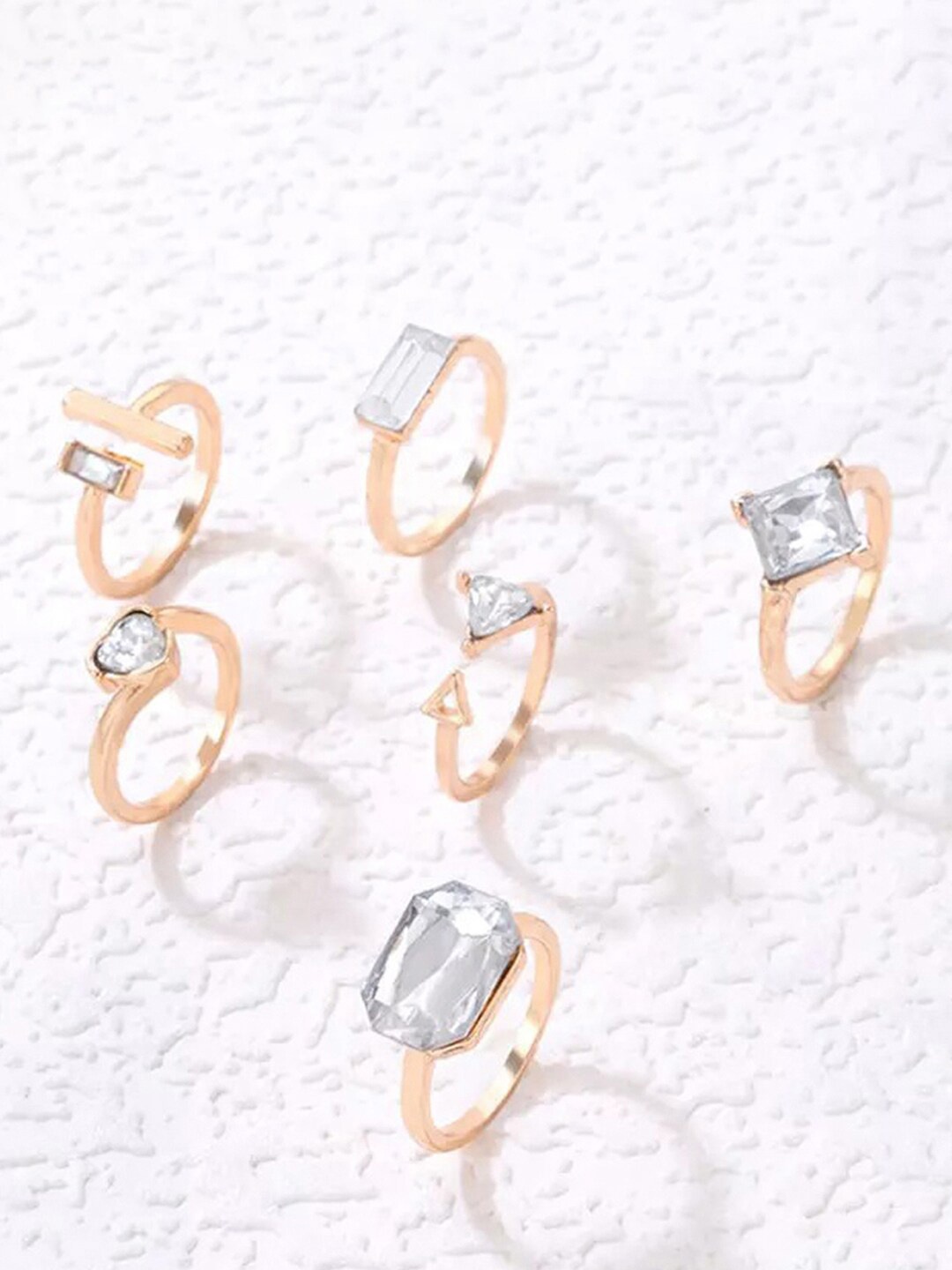 Jewels Galaxy Set Of 6 Gold-Plated & Stone-Studded Stackable Finger Rings, White
Jewels Galaxy Set Of 6 Gold-Plated & Stone-Studded Stackable Finger Rings, White