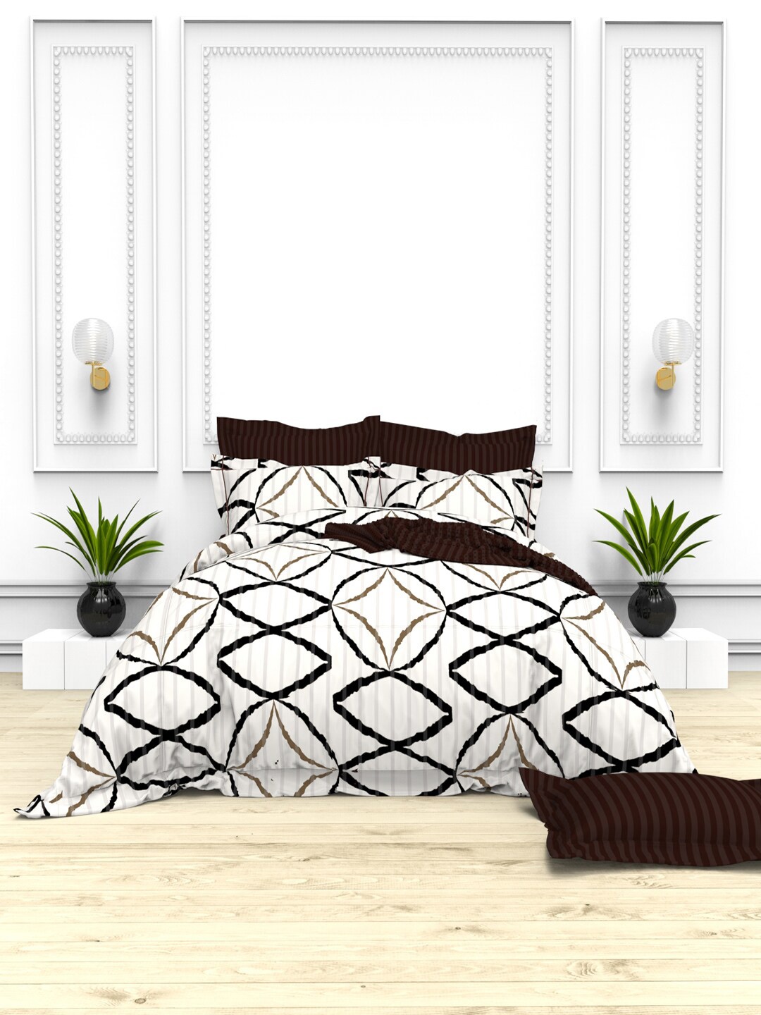 THE WHITE MOSS Black & Off White 100% Cotton 220 TC King Bedsheet with 4 Pillow Covers
THE WHITE MOSS Black & Off White 100% Cotton 220 TC King Bedsheet with 4 Pillow Covers