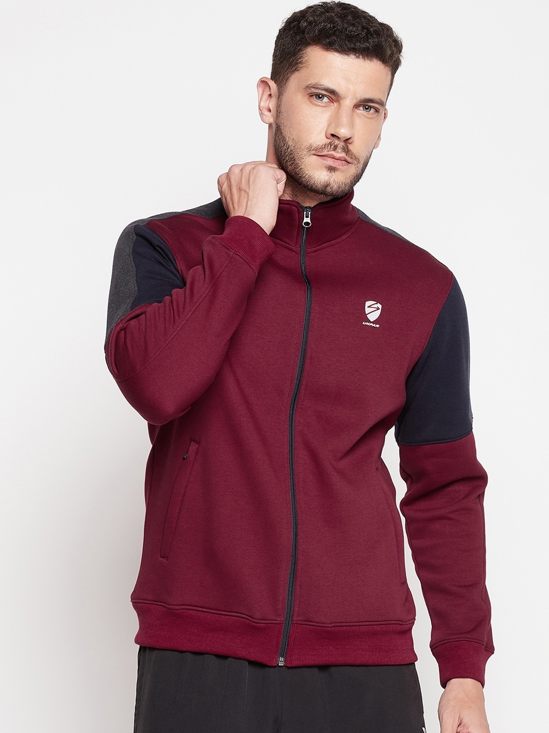 UNPAR Men Colourblocked Sporty Jacket, Red