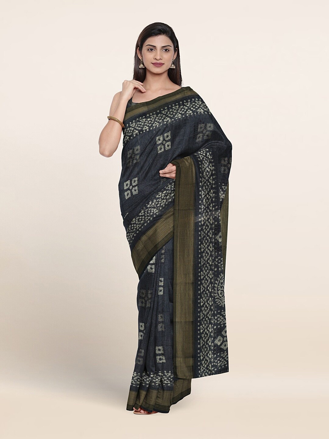 Pothys Batik Printed Saree, Grey