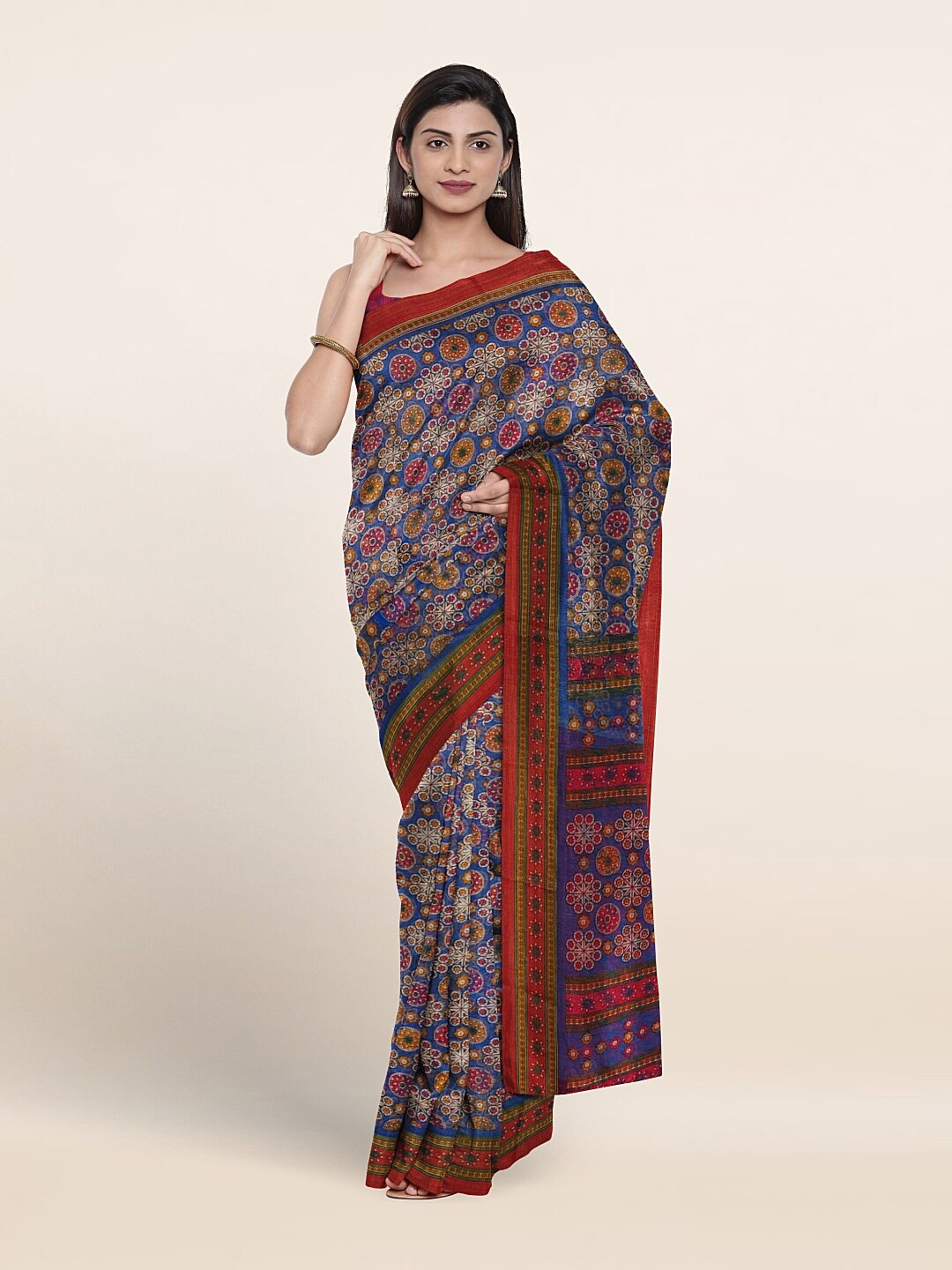Pothys Floral Printed Saree, Blue