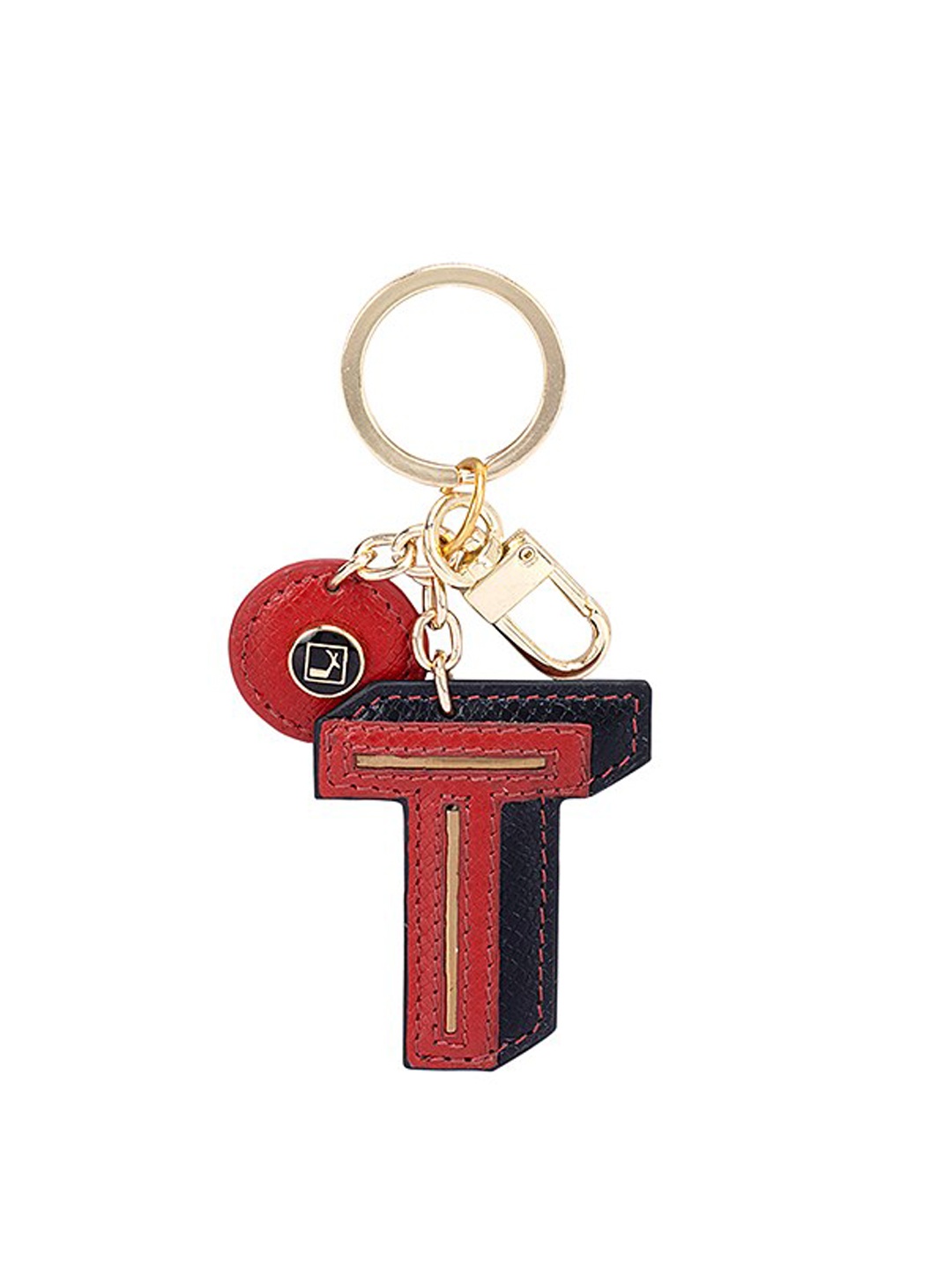 Da Milano Textured Genuine Leather Key Chain, Red