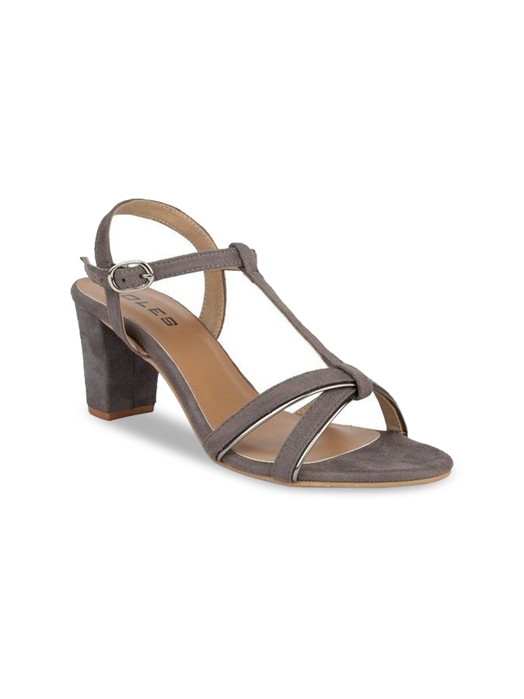 SOLES Open-Toe Block Heels, Grey
