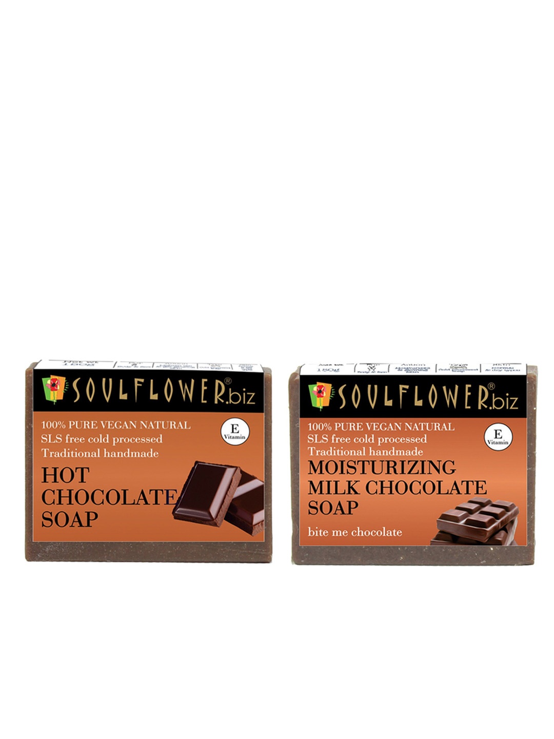Soulflower Set of Moisturizing Milk Chocolate + Hot Chocolate Bathing Bar - 150 g Each, Brown
Soulflower Set of Moisturizing Milk Chocolate + Hot Chocolate Bathing Bar - 150 g Each, Brown