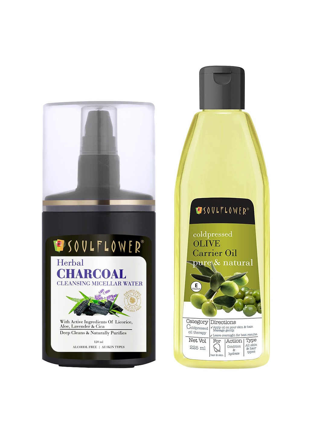 Soulflower Cold Pressed Virgin Olive Oil 225ml+Charcoal Cleansing Micellar Water 120ml, Yellow
Soulflower Cold Pressed Virgin Olive Oil 225ml+Charcoal Cleansing Micellar Water 120ml, Yellow