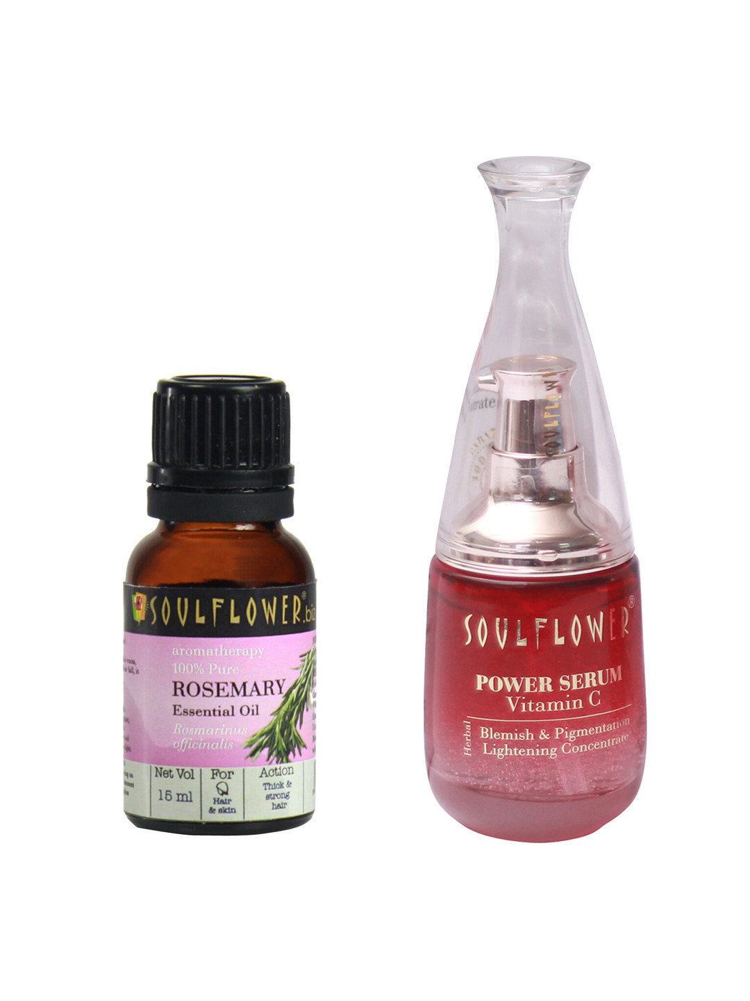 Soulflower Set of Herbal Vitamin C Face Serum 40 ml & Rosemary Essential Oil 15 ml, White
Soulflower Set of Herbal Vitamin C Face Serum 40 ml & Rosemary Essential Oil 15 ml, White
