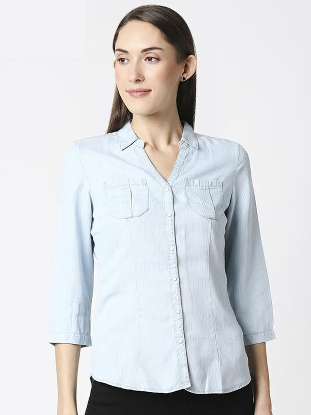 Kraus Jeans Women Cotton Casual Shirt, Blue
Kraus Jeans Women Cotton Casual Shirt, Blue
