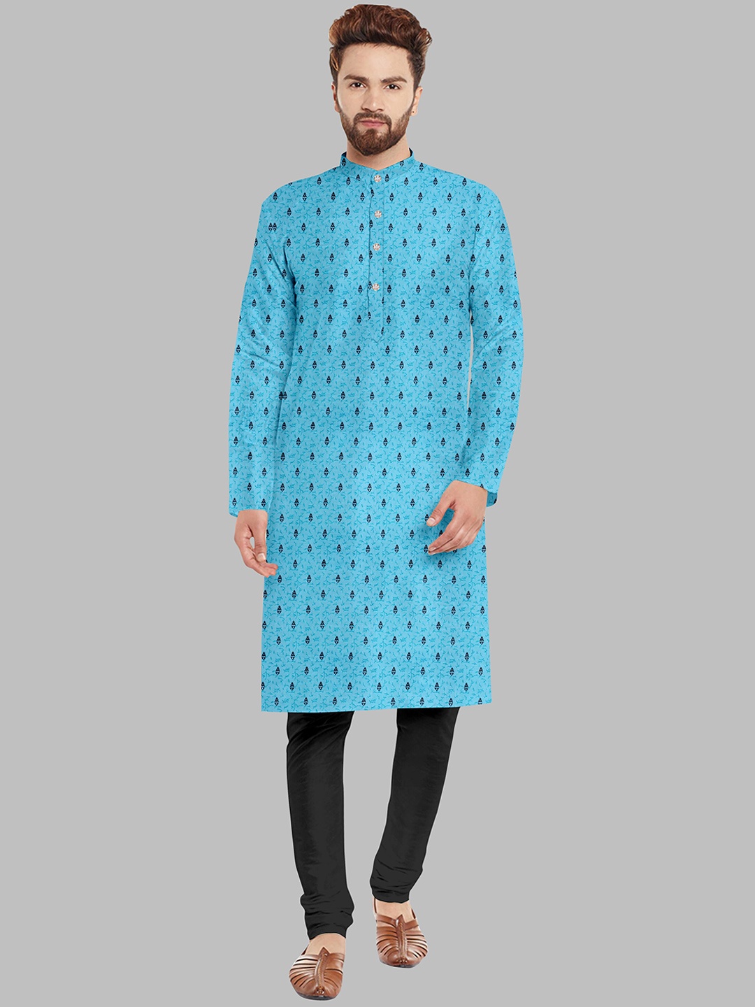 Fashion FRICKS Men Turquoise Blue Ethnic Motifs Printed Pure Cotton Kurta with Pyjamas
Fashion FRICKS Men Turquoise Blue Ethnic Motifs Printed Pure Cotton Kurta with Pyjamas
