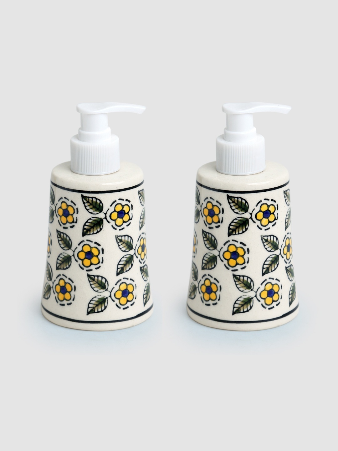 ExclusiveLane White & Yellow Set Of 2 Floral Ceramic Liquid Soap Dispenser 230 ml Each
ExclusiveLane White & Yellow Set Of 2 Floral Ceramic Liquid Soap Dispenser 230 ml Each