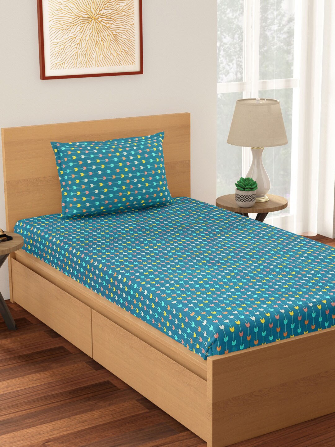 Living scapes by Pantaloons Blue & Yellow Floral 128 TC Single Bedsheet & 1 Pillow Cover
Living scapes by Pantaloons Blue & Yellow Floral 128 TC Single Bedsheet & 1 Pillow Cover