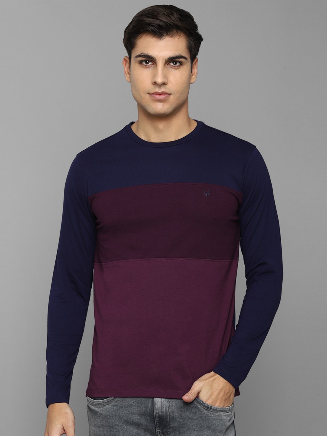 Allen Solly Men Cotton T-shirt, Navy blue