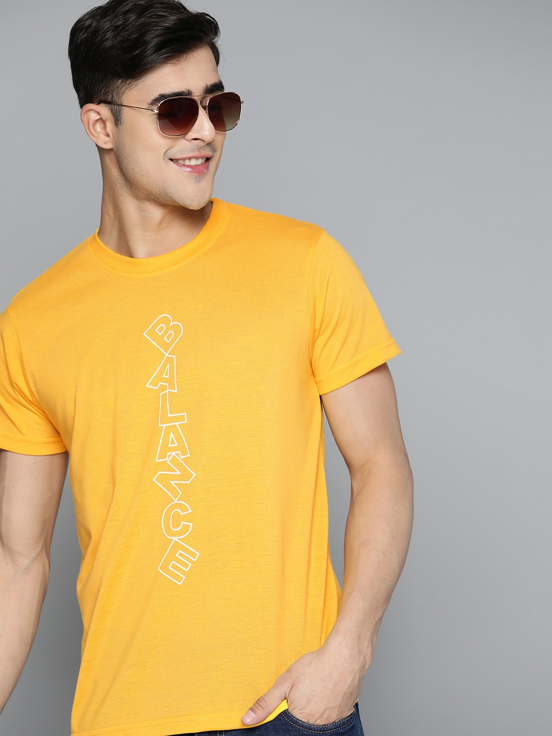 HERE&NOW Men Printed T-shirt, Yellow