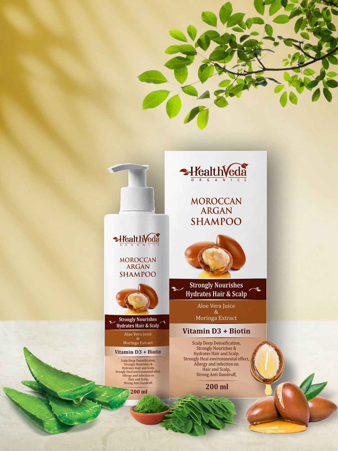 Health Veda Organics Moroccan Argan Hair Shampoo with Vitamin D3 Biotin - 200 ml, Brown
Health Veda Organics Moroccan Argan Hair Shampoo with Vitamin D3 Biotin - 200 ml, Brown
