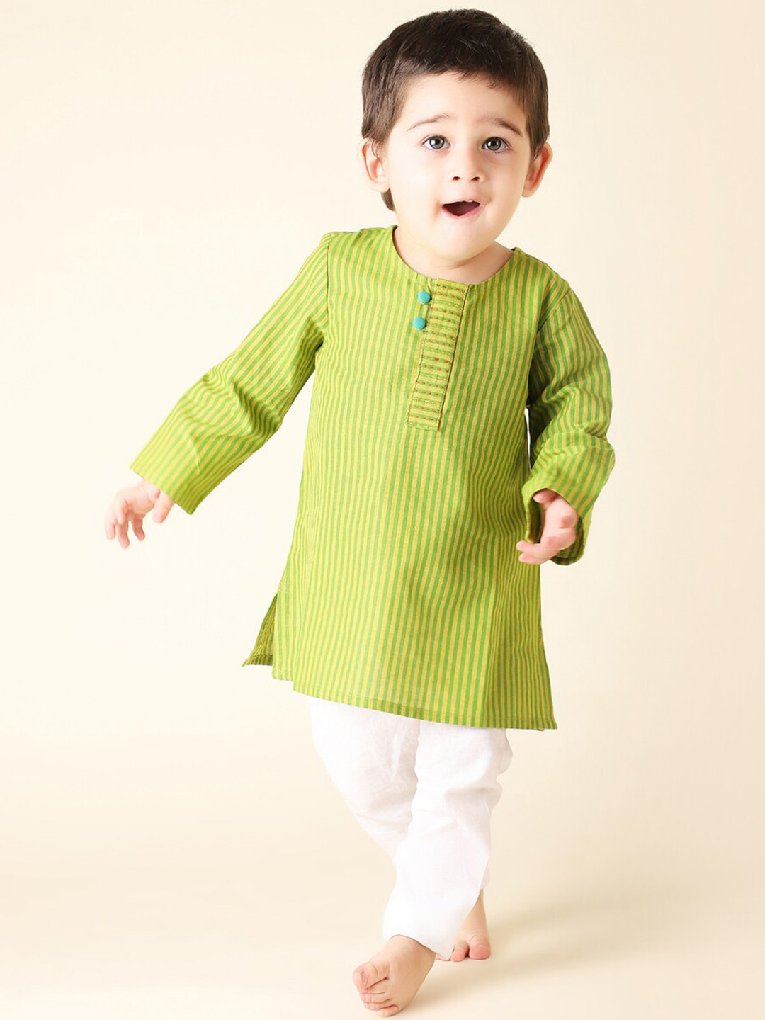 Fabindia Boys Striped Cotton Kurta, Green
Fabindia Boys Striped Cotton Kurta, Green