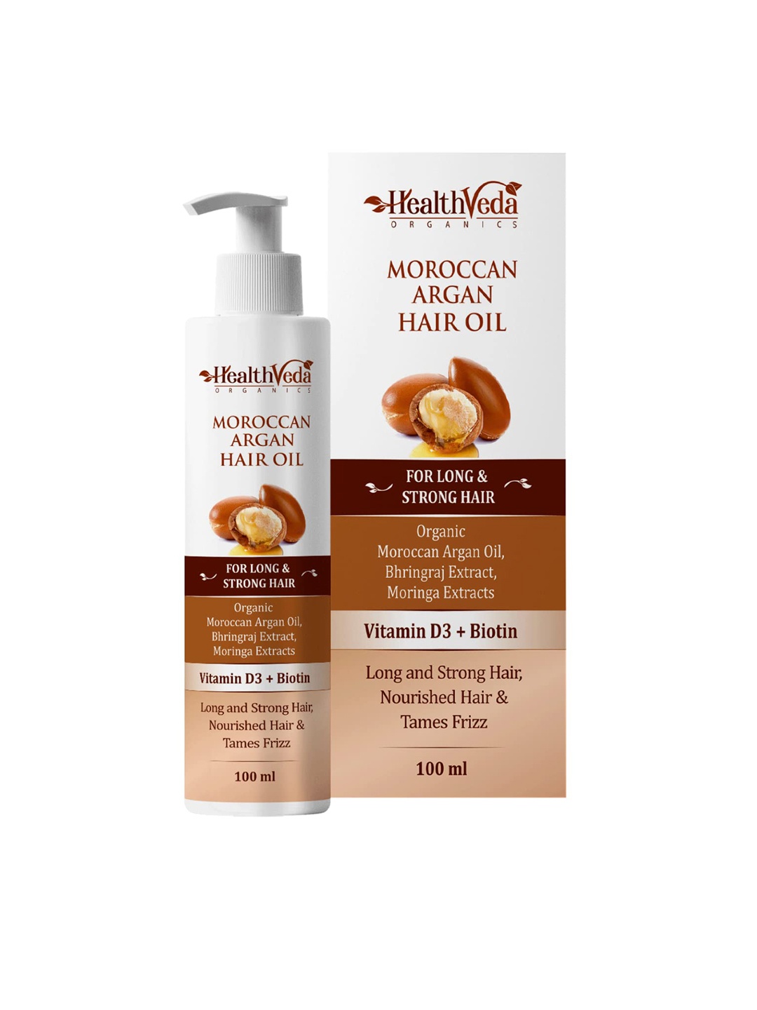 Health Veda Organics Moroccan Argan Hair Oil with Vitamin D3 & Biotin - 100 ml, Brown
Health Veda Organics Moroccan Argan Hair Oil with Vitamin D3 & Biotin - 100 ml, Brown