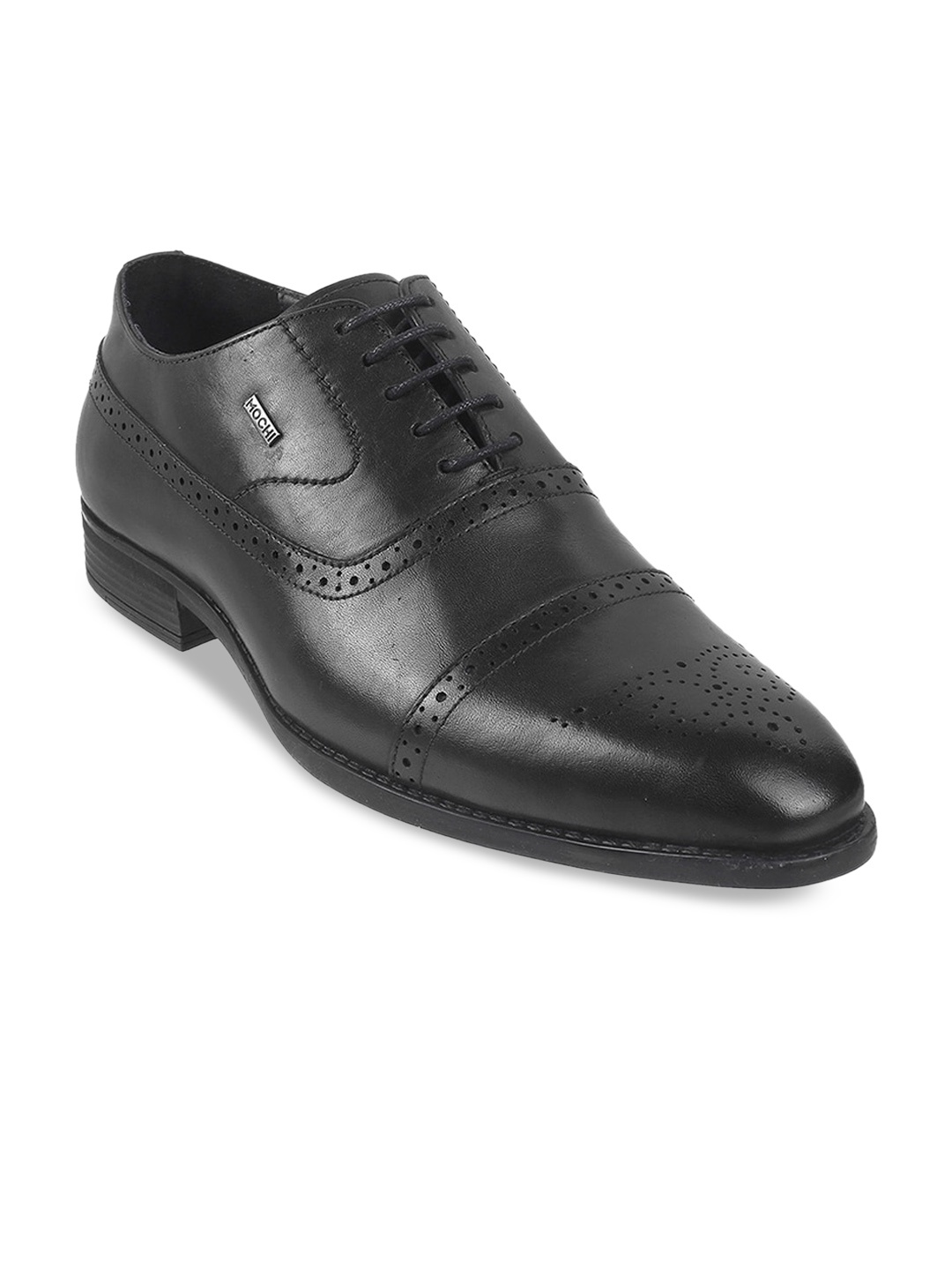 Mochi Men Leather Formal Brogues, Black