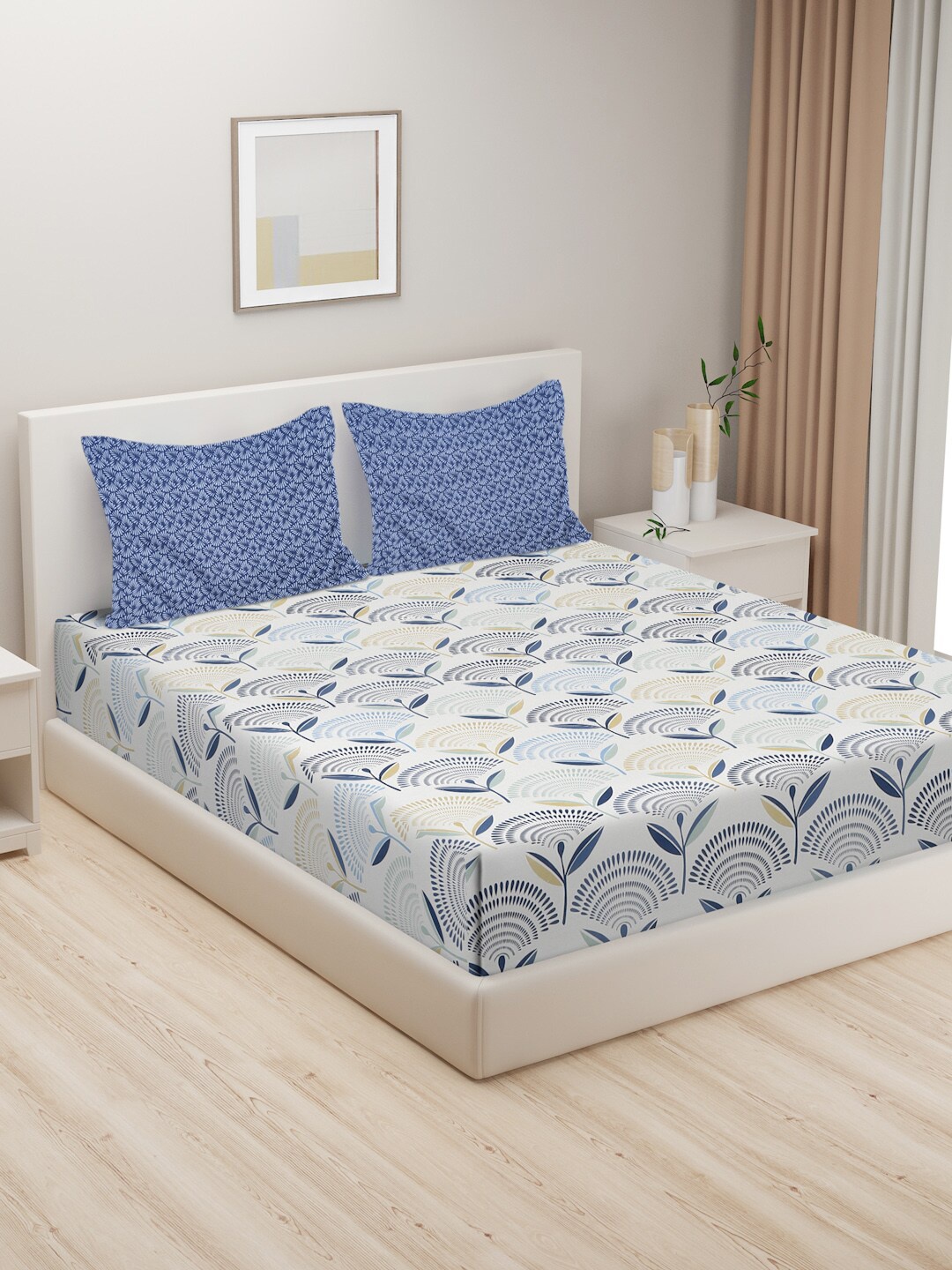 HOSTA HOMES White & Blue Floral 280 TC King Pure Cotton Bedsheet with 2 Pillow Covers
HOSTA HOMES White & Blue Floral 280 TC King Pure Cotton Bedsheet with 2 Pillow Covers