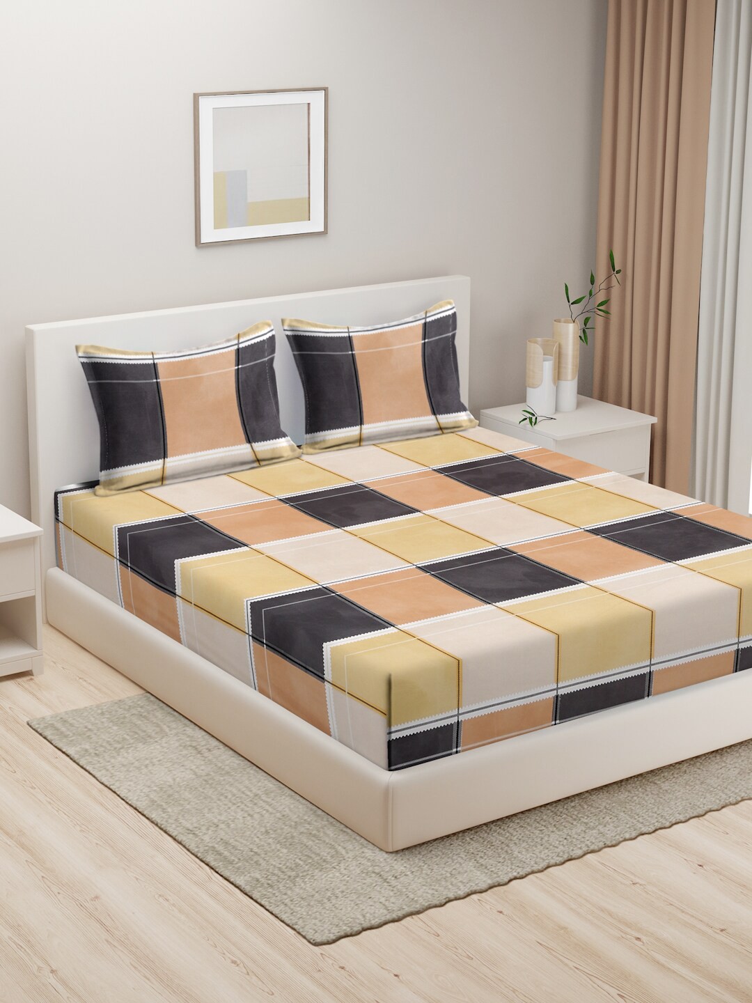 HOSTA HOMES Peach & White Geometric 280 TC King Pure Cotton Bedsheet with 2 Pillow Covers
HOSTA HOMES Peach & White Geometric 280 TC King Pure Cotton Bedsheet with 2 Pillow Covers