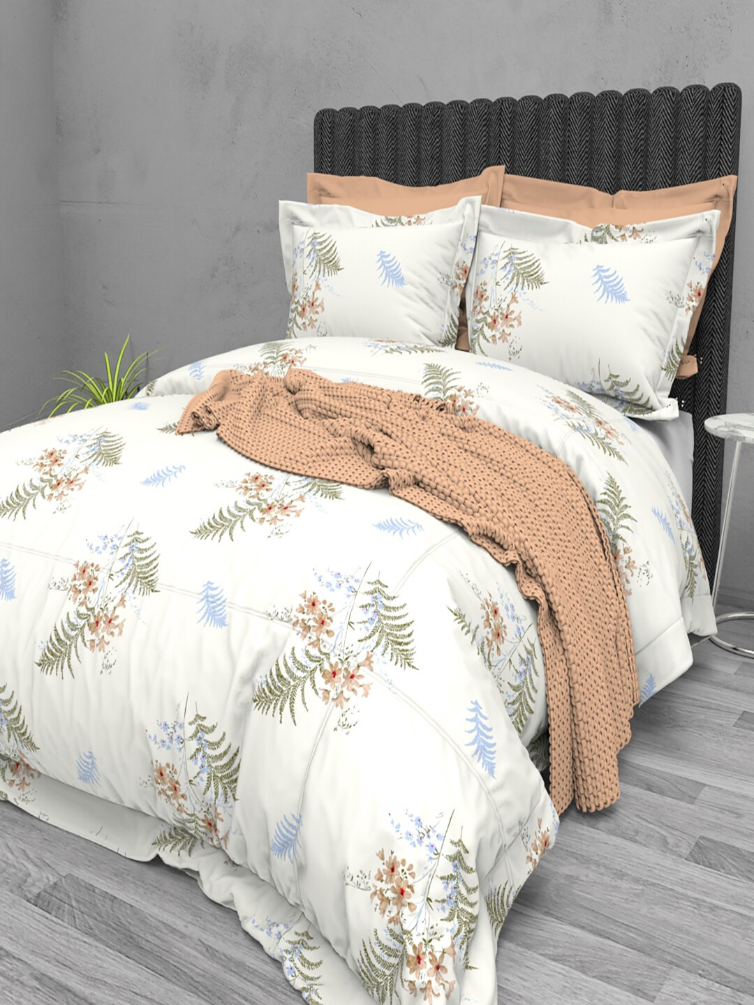 THE WHITE MOSS Off White & Green Floral 220 TC Cotton King Bedsheet with 2 Pillow Covers
THE WHITE MOSS Off White & Green Floral 220 TC Cotton King Bedsheet with 2 Pillow Covers