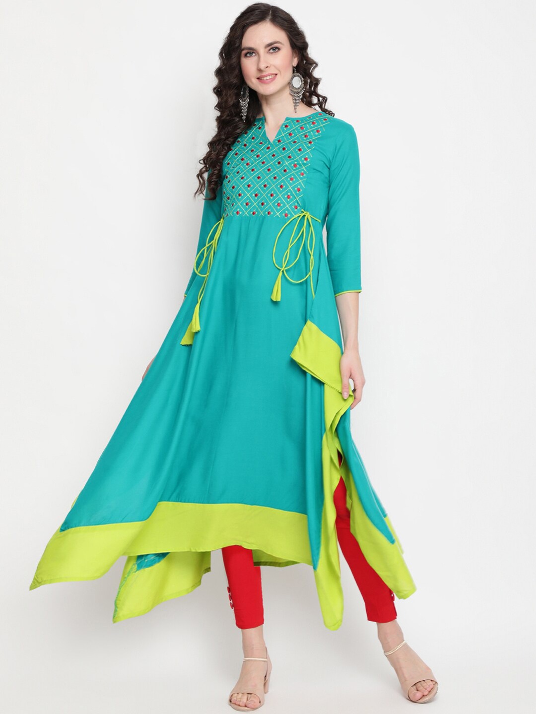 GULMOHAR JAIPUR Women Ethnic Motifs Embroidered Mirror Work Anarkali Kurta, Sea green
GULMOHAR JAIPUR Women Ethnic Motifs Embroidered Mirror Work Anarkali Kurta, Sea green