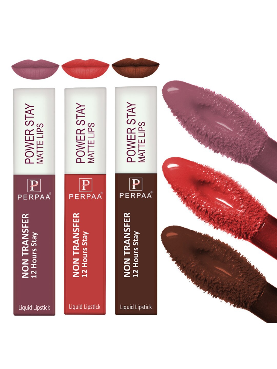PERPAA Set of 3 Power Stay Non-Transfer & Long-Lasting Velvet Matte Liquid Lipstick 5 g-Bright Red 01 - Brown 16 - Mauve 23
PERPAA Set of 3 Power Stay Non-Transfer & Long-Lasting Velvet Matte Liquid Lipstick 5 g-Bright Red 01 - Brown 16 - Mauve 23