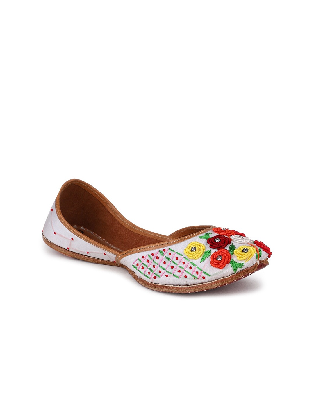The Desi Dulhan Women Embroidered Ethnic Mojaris, White