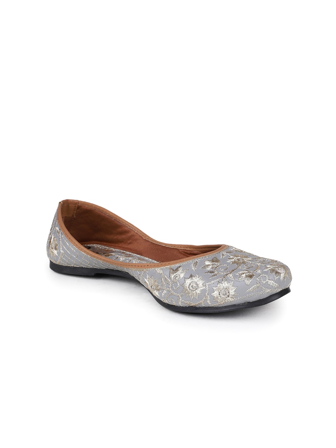 The Desi Dulhan Women Embroidered Ethnic Mojaris, Grey