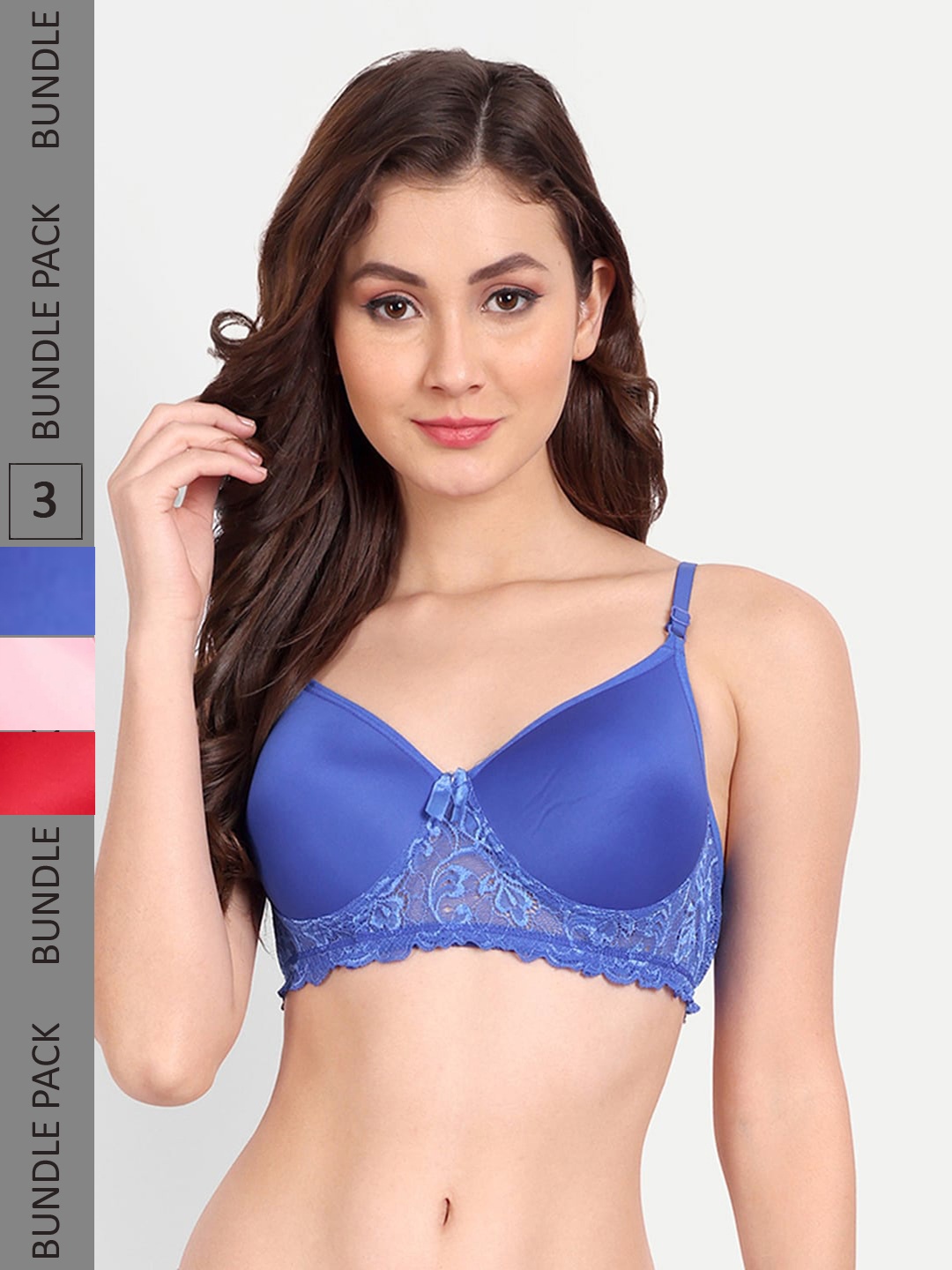 FIMS Pack of 3 Rapid-Dry Lace Lightly Padded Bra Fancy_Pad_Bra_RedBluePinkMaroon, Blue
FIMS Pack of 3 Rapid-Dry Lace Lightly Padded Bra Fancy_Pad_Bra_RedBluePinkMaroon, Blue