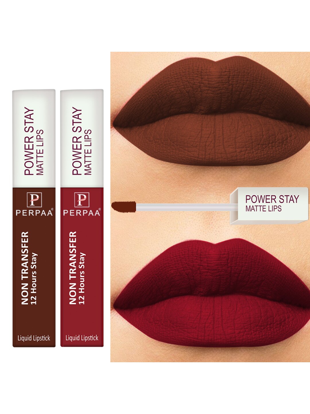 PERPAA Set of 2 Power Stay Non-Transfer & Long-Lasting Velvet Matte Liquid Lipstick 5 g-Brown 16 - Red 22
PERPAA Set of 2 Power Stay Non-Transfer & Long-Lasting Velvet Matte Liquid Lipstick 5 g-Brown 16 - Red 22