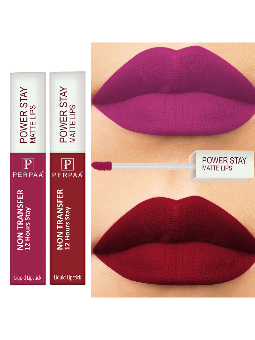 PERPAA Set of 2 Power Stay Non-Transfer & Long-Lasting Velvet Matte Liquid Lipstick 5 g-Pink 10 - Red 22
PERPAA Set of 2 Power Stay Non-Transfer & Long-Lasting Velvet Matte Liquid Lipstick 5 g-Pink 10 - Red 22