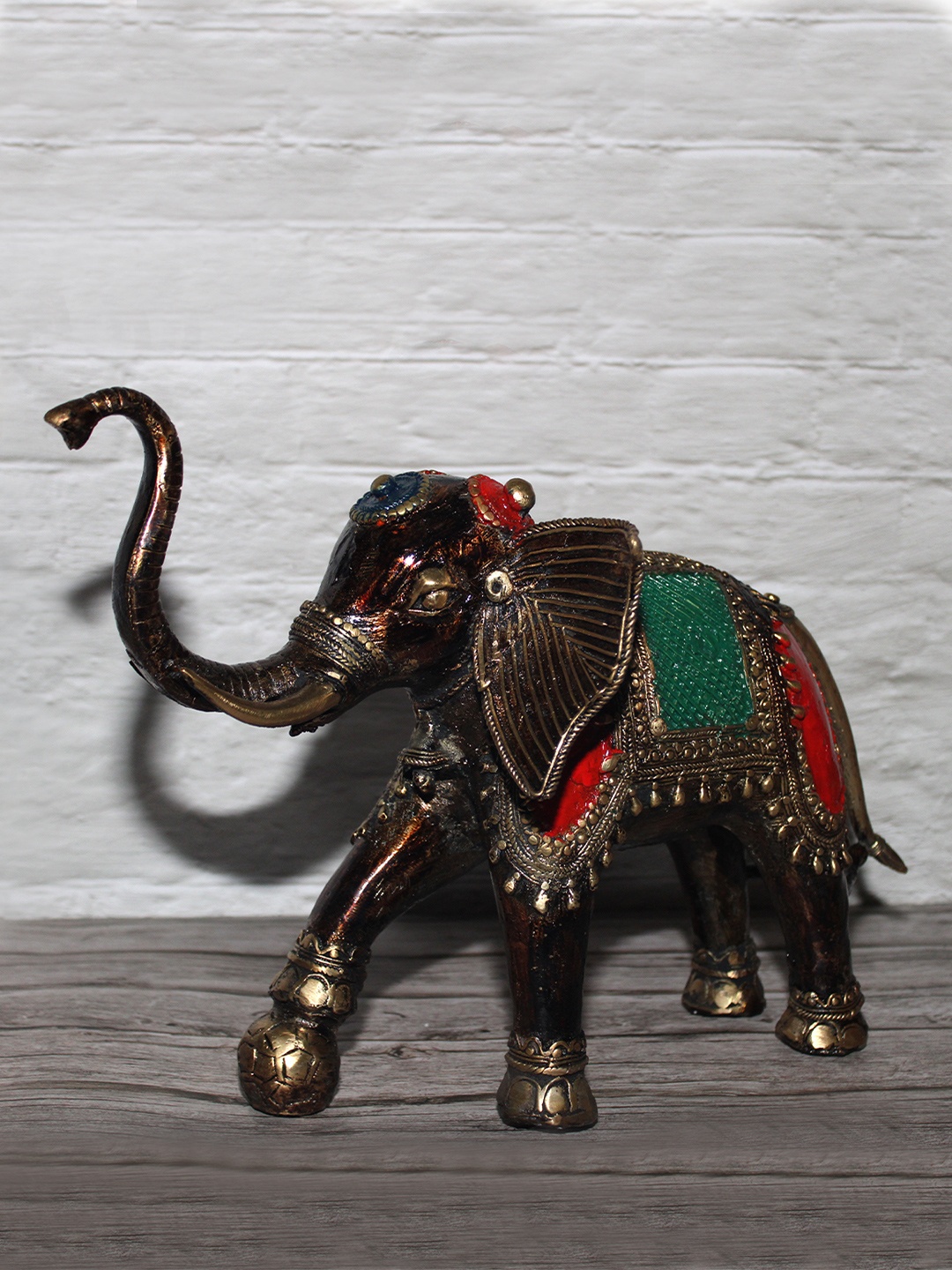 SHREE KALA HOME DECOR Brown & Red Shree Kala Hathi Showpiece