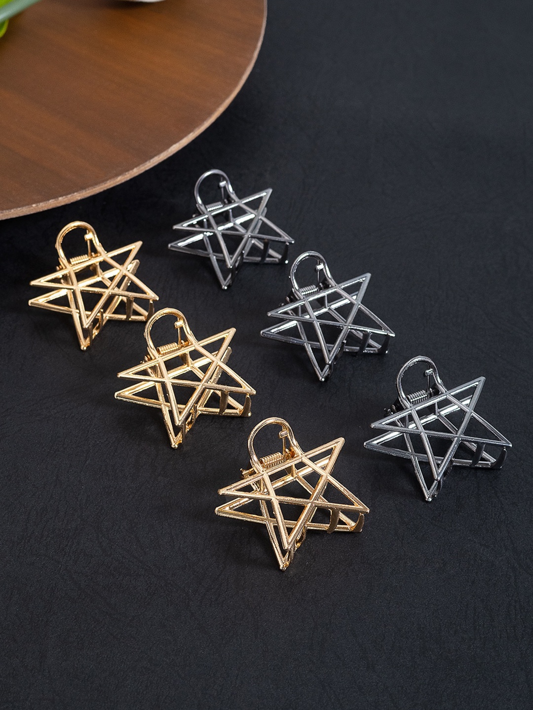 Golden Peacock Set of 6 Claw Clip, Gold