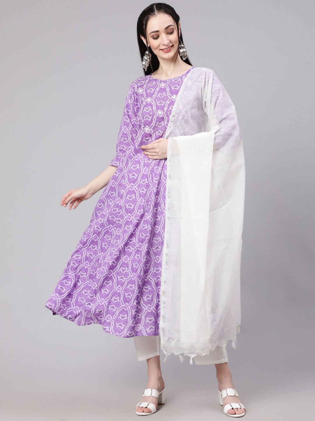 THE NKS PLUS Women Bandhani Printed Beads & Stones Pure Cotton Kurta with Pyjama & Dupatta, Purple
THE NKS PLUS Women Bandhani Printed Beads & Stones Pure Cotton Kurta with Pyjama & Dupatta, Purple