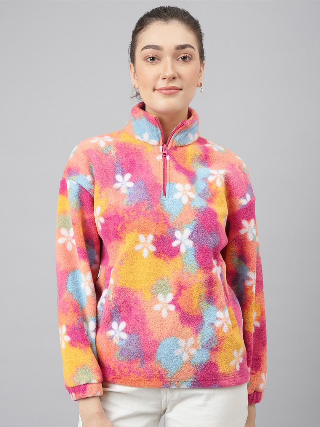 Pritla Women Printed Sweatshirt, Pink