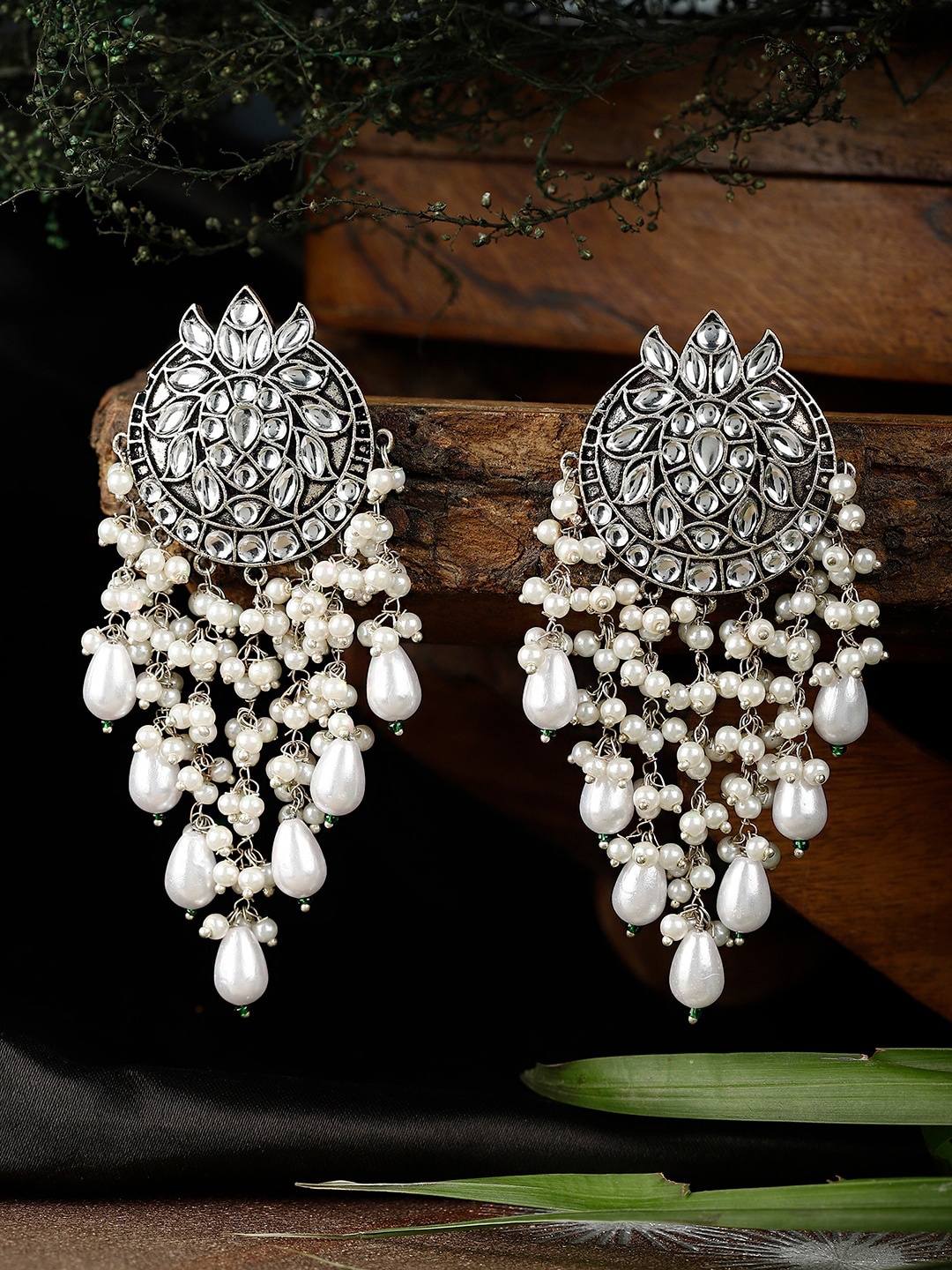 XAGO Silver Plated Classic Drop Earrings, White