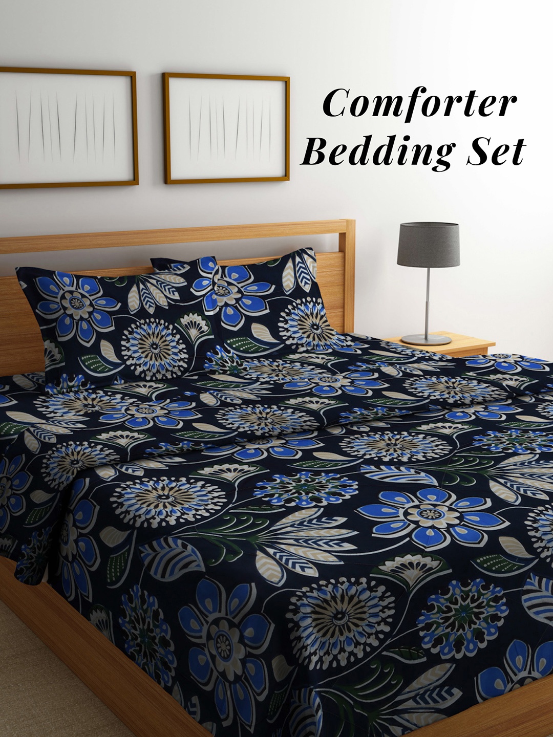 Arrabi Black & Blue Floral Mild Winter 550 GSM Double Bed Comforter with 2 Pillow Covers
Arrabi Black & Blue Floral Mild Winter 550 GSM Double Bed Comforter with 2 Pillow Covers