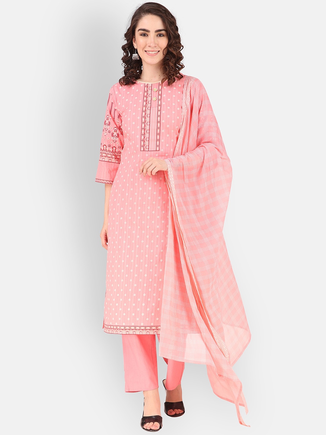 Mclothings Women Floral Printed Thread Work Kurta With Trousers & Dupatta, Pink
Mclothings Women Floral Printed Thread Work Kurta With Trousers & Dupatta, Pink