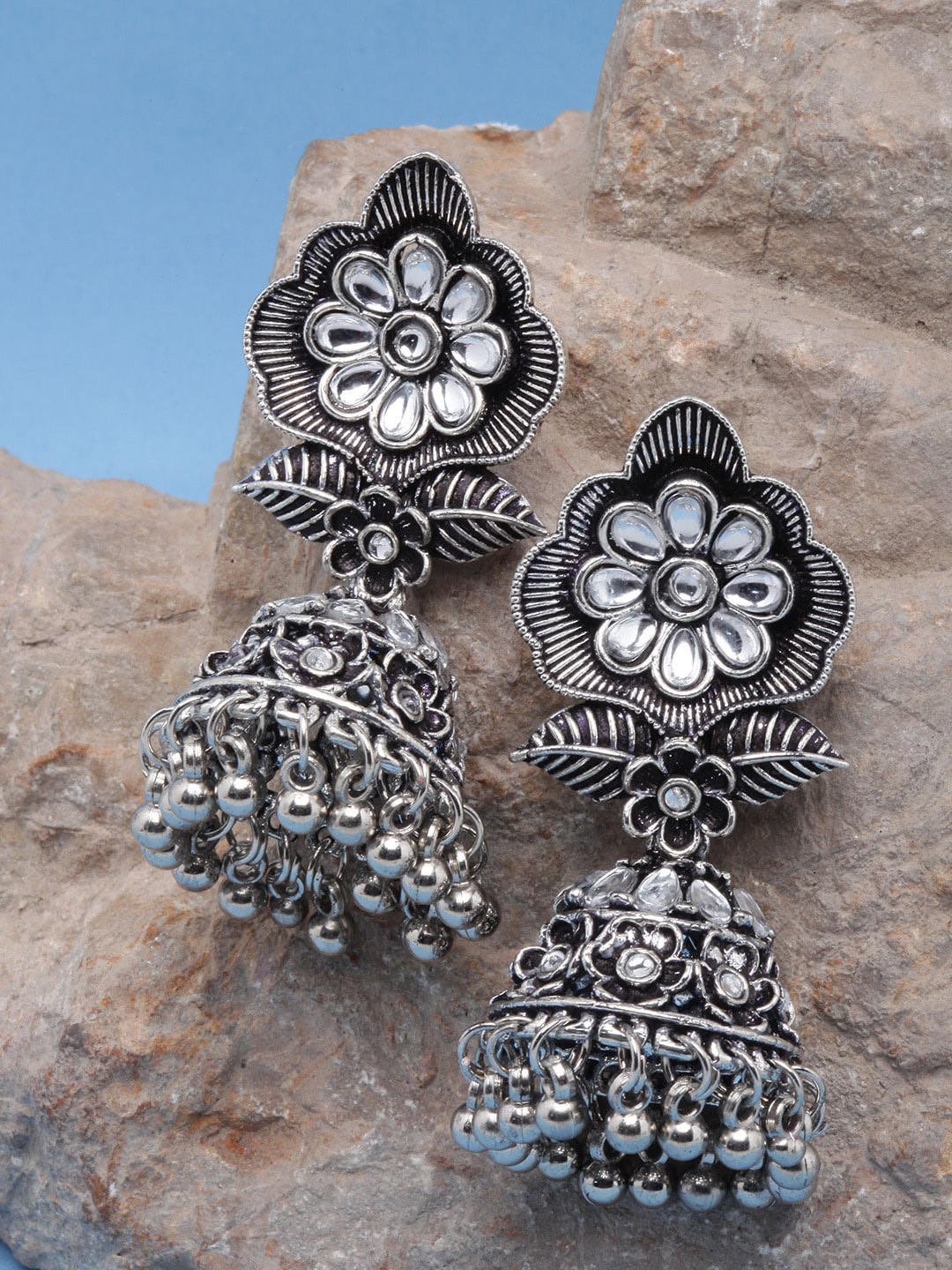 DIVA WALK Silver Plated Contemporary Jhumkas Earrings
DIVA WALK Silver Plated Contemporary Jhumkas Earrings