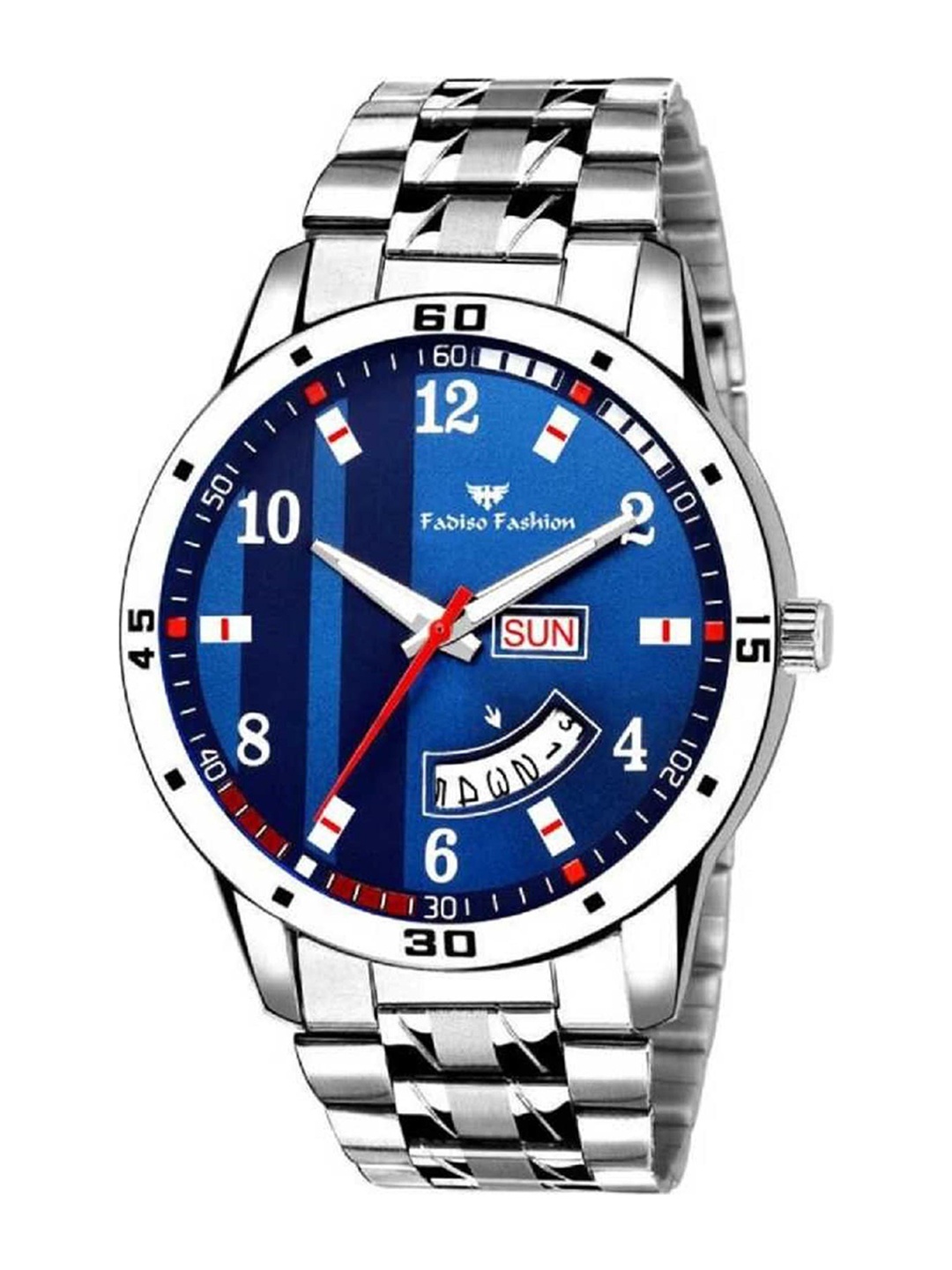 Fadiso Fashion Men Brass Printed Dial & Stainless Steel Analogue Watch FF8101, Blue