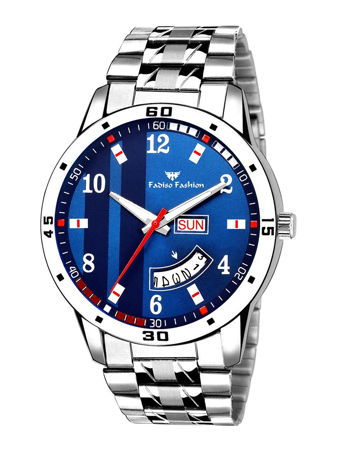 Fadiso Fashion Men Brass Dial & Stainless Steel Bracelet Style Analogue Watch FF-8101, Blue