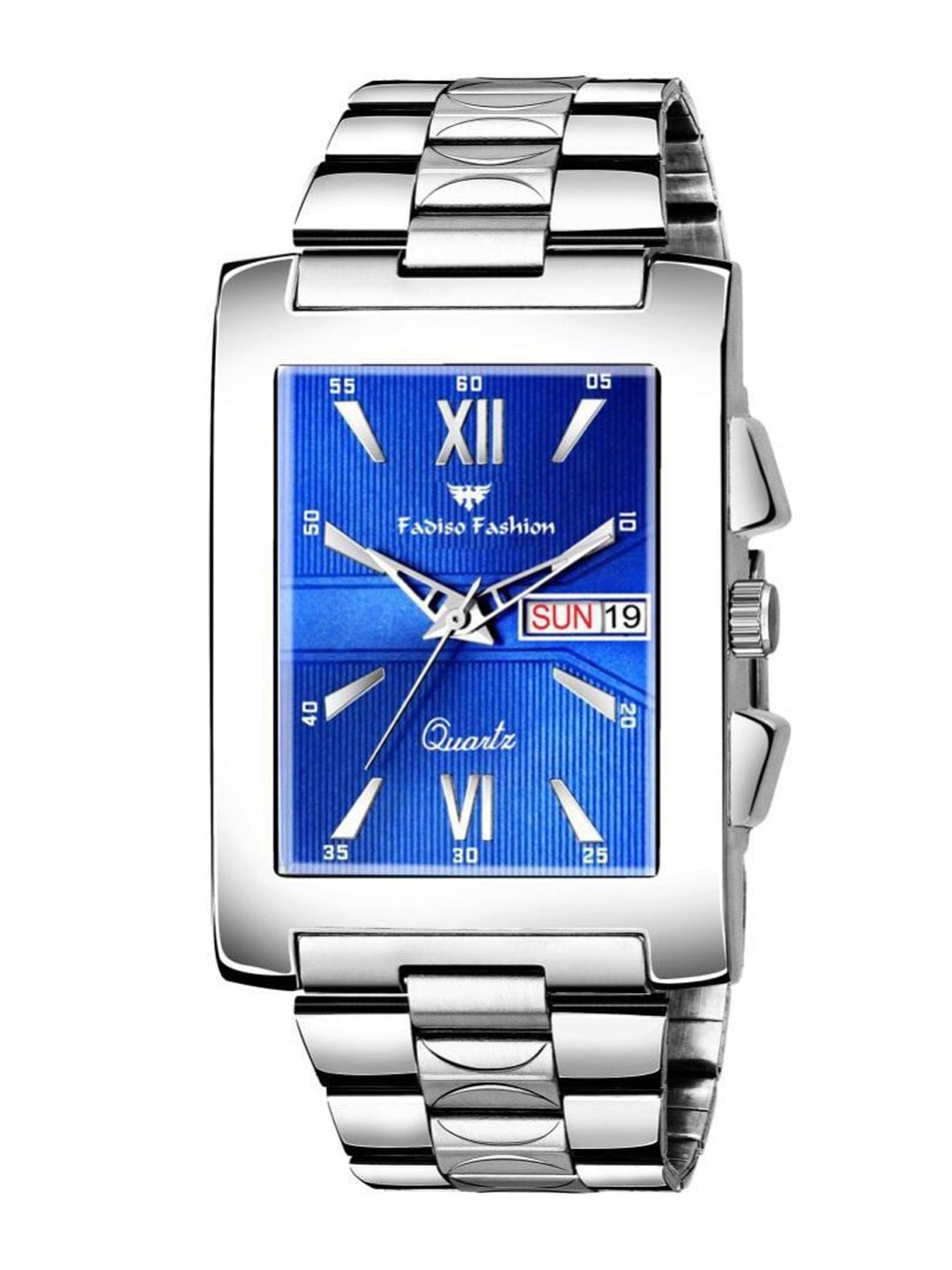 Fadiso Fashion Men Brass Dial & Silver Toned Bracelet Style Straps Analogue Watch, Blue
Fadiso Fashion Men Brass Dial & Silver Toned Bracelet Style Straps Analogue Watch, Blue
