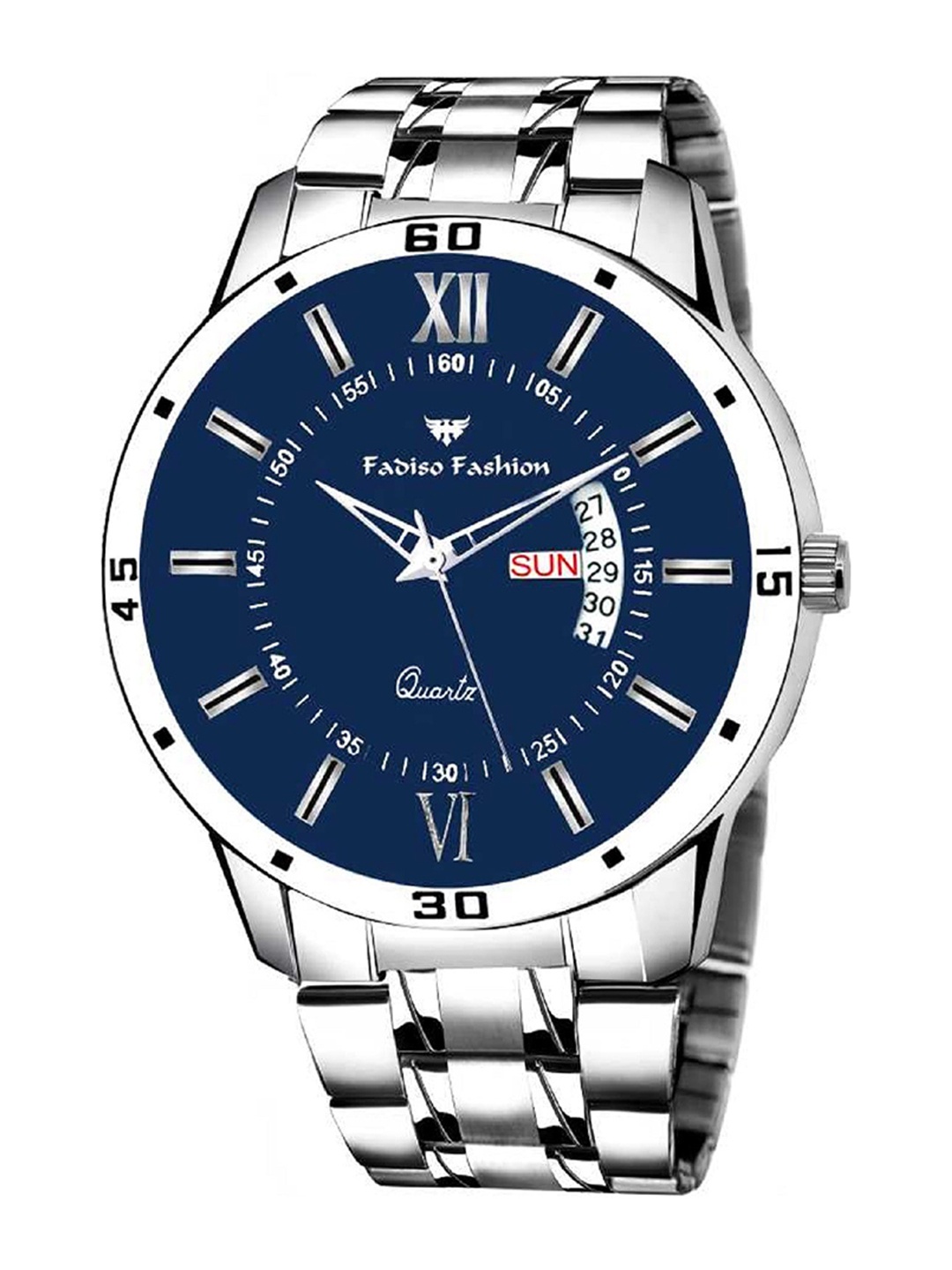 Fadiso Fashion Men Patterned Dial & Silver Toned Stainless Steel Straps Analogue Watch, Blue
Fadiso Fashion Men Patterned Dial & Silver Toned Stainless Steel Straps Analogue Watch, Blue