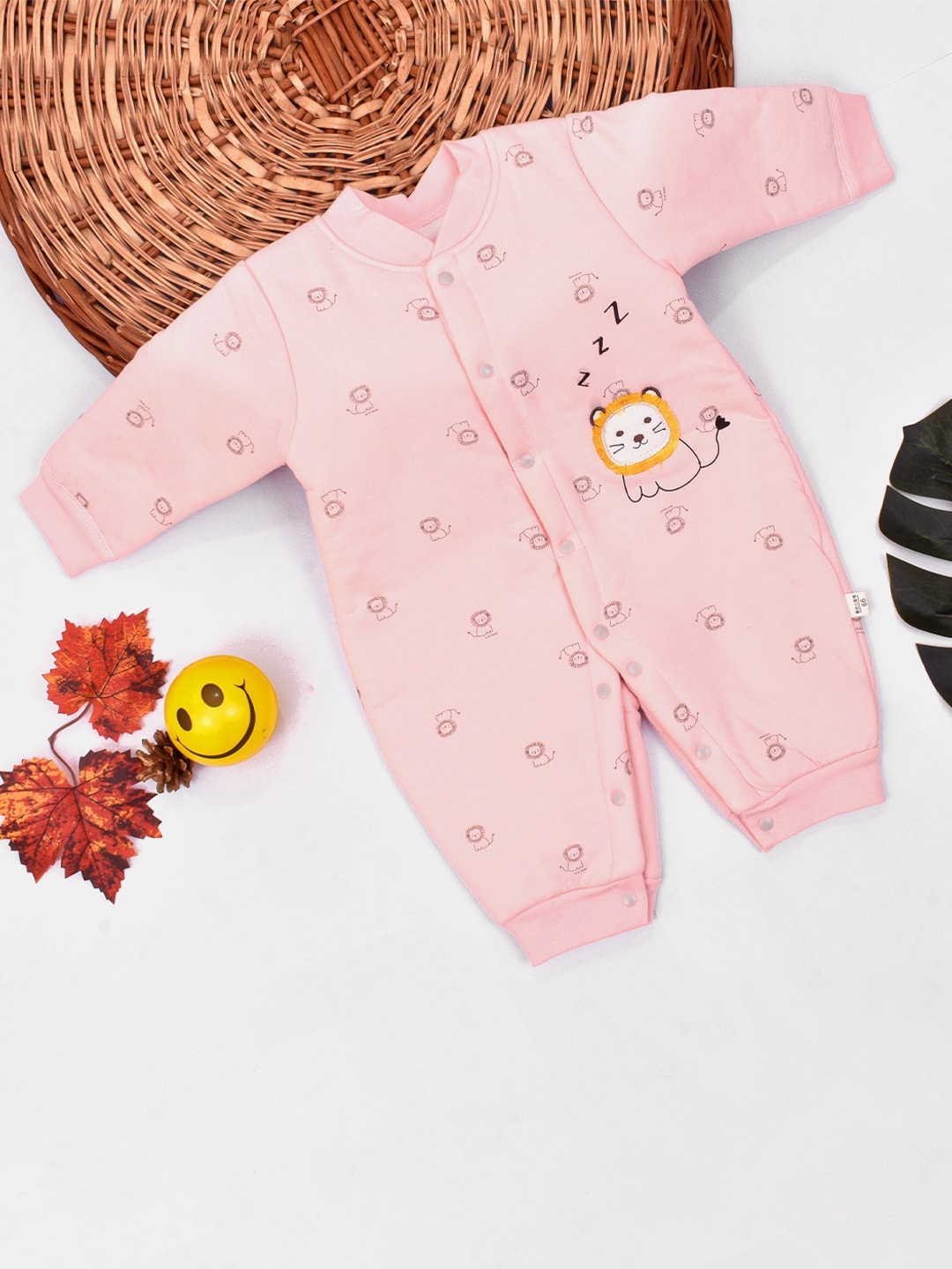 Moms Home Infant Kids Printed Organic Cotton Rompers, Pink