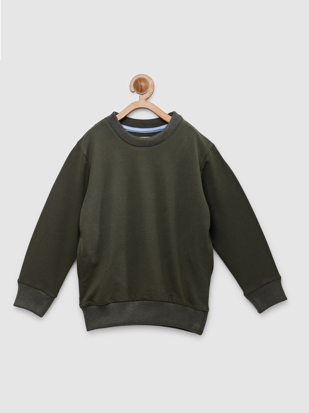 NYNSH Boys Round Neck Fleece Sweatshirt, Olive