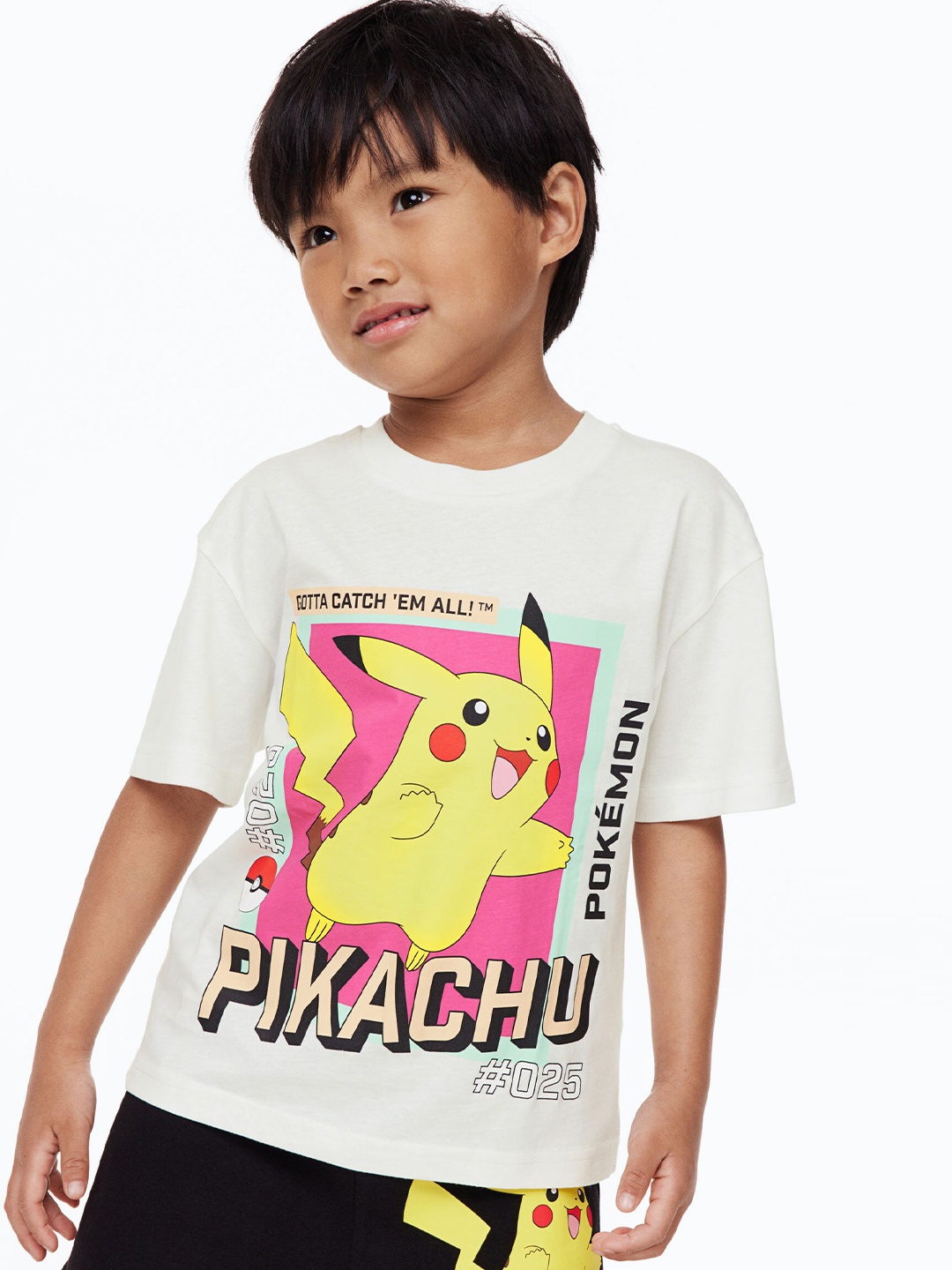 H&M Boys Printed Oversized T-shirt, White